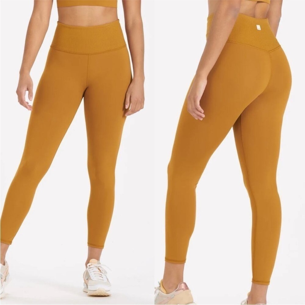 Vuori Women's Rib Studio Leggings Pants Extra Small XS Mustard Golden Yellow